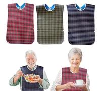 HOMURY Lot de 3 bavoirs lavables et imperméables - Fermeture bouton-pression - Protection vêtements - Femmes et personnes âgées, Paillettes