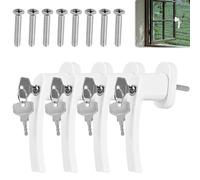 HOMURY Lot de 4 poignées de fenêtre en aluminium : poignée de fenêtre verrouillable avec clés, poignée de fenêtre de sécurité, poignée en aluminium massif pour fenêtres, portes de terrasse et portes