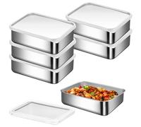 HOMURY Lot de 6 boîtes de conservation en acier inoxydable avec couvercle 500 ml, récipient de congélation, boîtes de conservation avec couvercle, boîte de rangement alimentaire, boîte empilable en