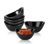 HOMURY Lot de 6 bols à sauce en céramique pour sauce, sauce barbecue, glace, dessert, fruits, collations, sauce tomate (noir)
