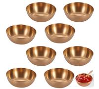 HOMURY Lot de 8 bols à sauce ronds en acier inoxydable - Pour sushis, collations, épices, moutarde (8,2 x 2,7 cm) - Or rose