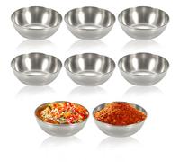 HOMURY Lot de 8 bols ronds à sauce : bols de service en acier inoxydable, mini bols à sauce, bols à sauce, bols à sauce, bols pour sushis, collations, épices, moutarde (8,2 x 2,7 cm) (argenté)