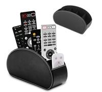 HOMURY Organisateur de bureau noir : porte-télécommande avec 5 poches, accessoires de bureau en cuir synthétique pour télécommandes, papeterie, cahiers, stylos