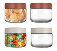 HOMURY Overnight Oats - Lot de 4 bocaux de conservation hermétiques - Avec couvercle - 280 ml - Réutilisables - Pour lait, yaourt, fruits, noix, flocons d'avoine