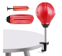 HOMURY Sac de Frappe de Bureau Anti-Stress Avec Pince de Table - Mini Sac de Frappe à Suspendre ou à Poser, 37 x 16 cm, Rouge - Pompe à Air Incluse