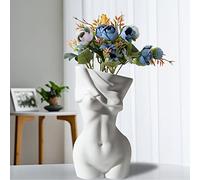 HOMURY Vase de décoration Boho en forme de corps féminin et vase à fleurs : Vase en céramique moderne et chic minimaliste pour papeterie, pinceaux de maquillage, plante, fleurs séchées