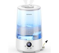 Homvana Top-Fill Humidificateur d'air pour chambre à coucher, 3,6 litres, 360 degrés, brume froide, 34 h, durable, silencieux 16 dB, petit diffuseur d'huiles essentielles (Transparent)