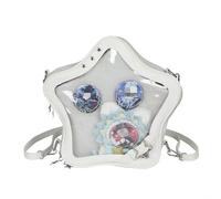 Homvik Star Ita Sac à Épingles Sac à Dos Mignon Esthétique Sac à Épingles avec Insert Ita Affichage Sac à Main Bandoulière Cuir PU pour Femmes Filles, blanc, Medium