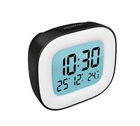 HOMVILLA Réveil de Voyage, Horloges Numériques LCD Portable avec Température, 12/24H, Fonction de Répétition, Rétro-éclairage et à Piles pour Voyages, Chambre, Bureau (avec Batterie)
