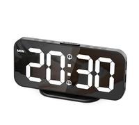 HOMVILLA Réveil Numérique Horloge Digitale avec Écran LED Réveil Matin avec Fonction Snooze Horloge de Chevet à Miroir Déco Chambre Horloge Digitale Alimenté par USB
