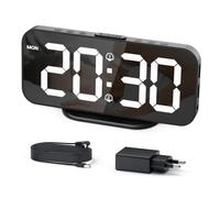 HOMVILLA Réveil Numérique Horloge Digitale avec Écran LED Réveil Matin avec Fonction Snooze Horloge de Chevet à Miroir Déco Chambre Horloge Digitale Alimenté par USB