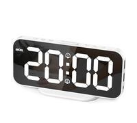 HOMVILLA Réveil Numérique LED avec Double Alarme Réveil Matin avec Fonction Snooze Horloge de Chevet à Miroir Déco Chambre Horloge Digitale Alimenté par USB
