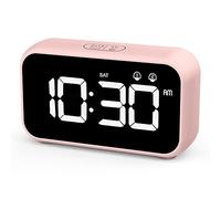 HOMVILLA Réveil Numérique LED avec Fonction Snooze, 2 Alarmes, Surface Miroir Rechargeable USB 12 / 24H pour Bureau de Chambre