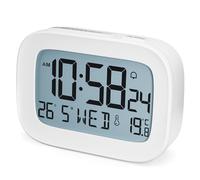 HOMVILLA Réveil, Réveil Numérique à Piles avec Température, Calendrier, Rétroéclairé, Snooze, 12/24H, Petite Reveil Matin pour Voyage, Chambre, Bureau (Piles Incluses)