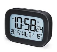 HOMVILLA Réveil, Réveil Numérique à Piles avec Température, Calendrier, Rétroéclairé, Snooze, 12/24H, Petite Reveil Matin pour Voyage, Chambre, Bureau (Piles Incluses)