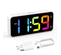HOMVILLA Reveil, Réveil Numérique avec Grand écran LED, 5-100% Luminosité, 90-120 DB Volume, 2 Alarmes, 12/24H, Fonction Snooze, Reveil sur Secteur (Adaptateur Inclure) Blanc-Couleur
