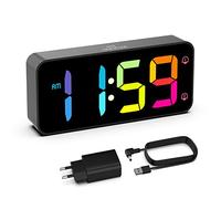 HOMVILLA Reveil, Réveil Numérique avec Grand écran LED, 5-100% Luminosité, 90-120 DB Volume, 2 Alarmes, 12/24H, Fonction Snooze, Reveil sur Secteur (Adaptateur Inclure) Noir-Couleur
