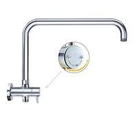 HOMVIVA® Vanne d'inversion de bras de douche à 3 voies en métal massif avec bras d'extension de pommeau de douche de 40,6 cm et rallonge haute pour pommeau de douche à main et fixe, G1/2 universel avec bride, chrome