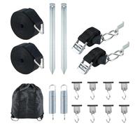 Homvvi Storm Straps Kit d'arrimage universel pour auvent - 8 crochets passepoilés, sangles tempête de camping et ancrages au sol de 35 cm, protection contre les tempêtes pour auvent Thule Omnistor
