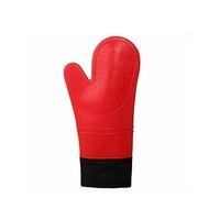HOMWE Paire de Gants de Cuisine Professionnels Extra Longs en Silicone avec Doublure matelassée, résistants à la Chaleur, Gants de Four Flexibles, Rouge, 37,8 cm