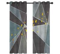 Homxi 2 Panneaux Rideaux Rideaux Occultant et Thermique,2 x 137W x 244H CM,Rideau Isolant Occultant Brun Gris Jaune Motif Géométrique Rideaux à Oeillets
