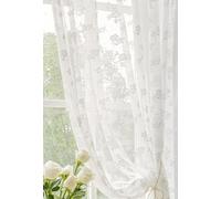 Homxi 2 Rideaux Panneau Rideau Voilage,2 x 137W x 244H CM,Rideau Voile Transparent Blanc Broderie de Dentelle de Fleurs Rideaux à Oeillet