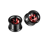 Homxi 2PCS Ecarteur Oreilles Tunnel Acier Inoxydable,Tunnel pour Oreille 16mm Rond avec Moulin à Vent Kit Ecarteur Oreille Noir