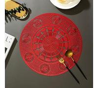 Homxi 6 Sets de Table, 38 CM, Rond avec Creux, Napperon Table Antidérapant Salle a Manger PVC, Rouge