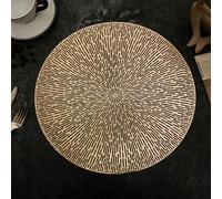 Homxi 8 Sets de Table Moderne, 38 CM, Rond avec Creux, Napperon Table Antidérapant Restaurant PVC, Or