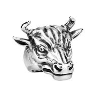 Homxi Anneau Gothique Homme,Bague Tête de Taureau Anneau Homme Acier Inoxydable Argent Alliance Homme Taille 62