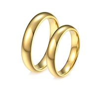 Homxi Bague a Personnaliser,Bague en Tungstene Bague Homme et Femme Couple Mariage 4MM Or Bague avec Rond Poli Femme 54 + Homme 57
