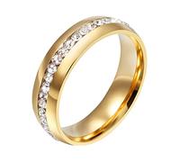 Homxi Bague Acier Inoxydable Gravure Personnalisé Femme,Éternité 5MM Oxyde de Zirconium Bagues Femmes Or Bague Femme Taille 70