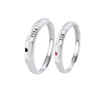 Homxi Bague Alliance Homme Femme Argent Sterling 925, Nombre et Cœur, Alliance Homme en Argent