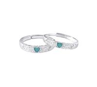 Homxi Bague Fiançailles Alliance Argent 925 Couple, Cœur, Alliance Couple Vert Argent