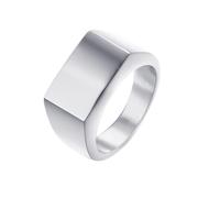 Homxi Bague Graver Acier Inoxydable Homme,Rectangle Poli 13MM Alliance Argent Homme Bague Hommes Taille 52
