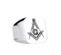 Homxi Bague Homme Punk,Bague Maçon Maçonnique Bague Acier Inoxydable Homme Argent Bague Punk Taille 67