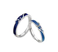 Homxi Bague Reglable Alliance Personnalisable Argent 925 Homme Femme Fiancaille, Ciel Étoilé avec Zirconie Cubique, Bagues Mariage Femme Bleu Argent