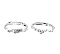 Homxi Bague Réglable Fiançailles a Personnaliser Alliance Argent Sterling 925 Femme Homme, Branches et Fleurs, Alliance Couples Argent