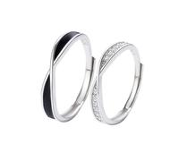 Homxi Bague Réglable Fiançailles a Personnaliser Argent 925 Alliance Homme Femme, Entrelacé avec Zirconie Cubique, Bague Mariage en Argent Noir