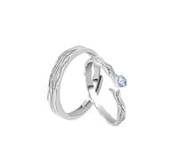 Homxi Bague Reglable Fiançailles à Personnaliser Argent Couples 925, Géométrique avec Zircone Cubique, Bague Fiancaille Argent Femme et Homme