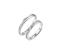 Homxi Bague Réglable Fiançailles a Personnaliser Homme Femmes Argent 925 Anneaux, Rond avec Zircone Cubique, Bague Mariage Argent Homme