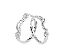 Homxi Bague Reglable Fiançailles Alliance Personnalisable Argent Couples 925, Géométrique, Bague Alliance en Argent