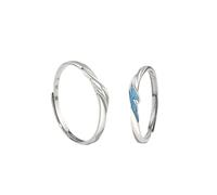 Homxi Bague Réglable Fiançailles Graver Couple Alliance Homme Femme Argent Sterling 925, Géométrique, Alliance Couples Argent