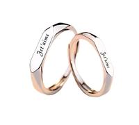 Homxi Bague Réglable Fiançailles Personnalisable Argent Femme Hommes 925, Lettre Je t'aime, Anneau de Mariage Argent