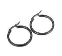Homxi Boucle d'Oreille Fille Creole Femme,Boucle Doreille Femme Acier Inoxydable Boucles d'Oreilles Cercle 12MM Boucles d'Oreilles Noir