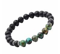 Homxi Bracelet Chaîne et Pierre Couple,Perle de Bracelet Chaîne 8mm Roche-Lave Bracelet Perle Noir