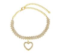 Homxi Bracelet Cheville Été Or Femme, Bracelet de Cheville Femme en Alliage Losange et Cœur Creux avec Zircon Cubique - 17.8cm + 10cm Chaîne d'extension