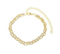 Homxi Bracelet Femme Cheville Or, Chaines de Cheville Femme Alliage Géométrique avec Zircone Cubique - 21.8cm + 10cm Chaîne d'extension