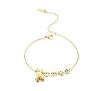 Homxi Bracelet pour Cheville Femme en Or, Chaîne de Cheville Femme Acier Inoxydable Pièces de Monnaie et Cloches - 20cm + 5cm Chaîne d'extension