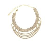 Homxi Chaîne Cheville Or Femme, Chaine Cheville Femme en Alliage Zircone Cubique Multicouche et Multi-Rangées - 21.2cm + 10cm Chaîne d'extension